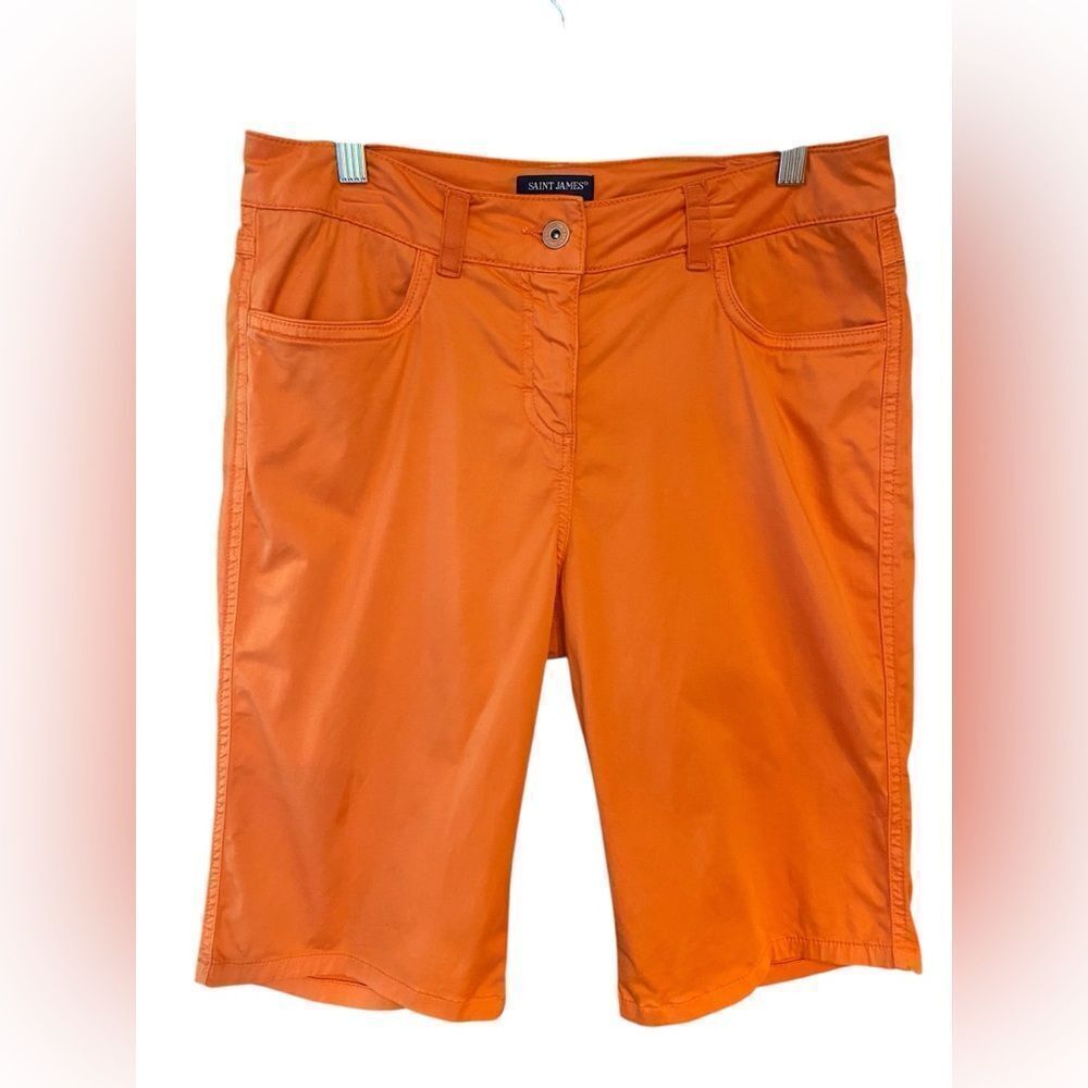 Saint James Sz 8 Classic Luxury Orange Chino Bermuda Cotton Shorts